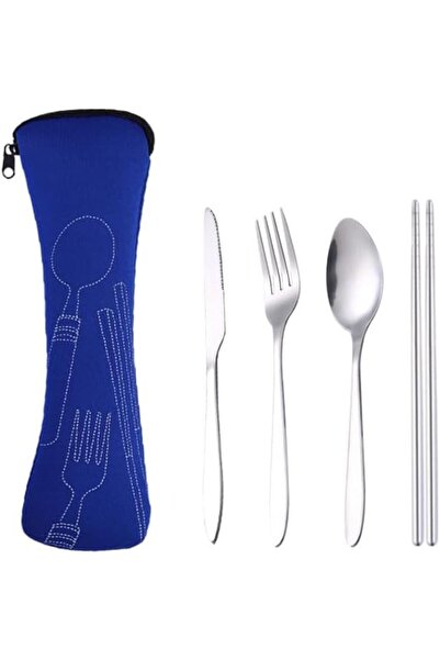 Generic Cutlery Set with Portable Pouch Case, Stainless Steel Flatware Campin...