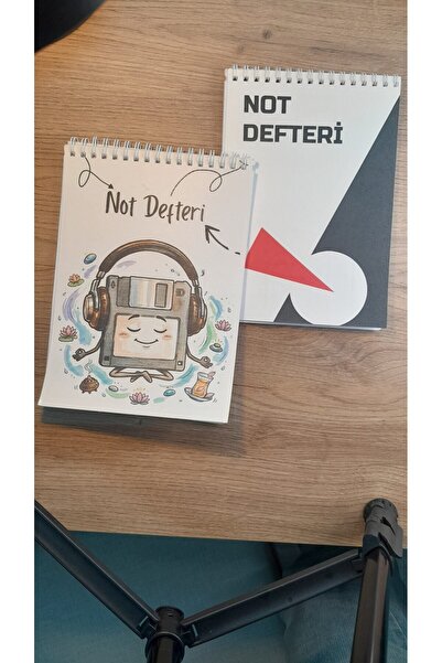 A5 Not Defteri Renkli Radyo Kafa ve Şekilli Kapak Kareli Defter 50 Yaprak 2'li set