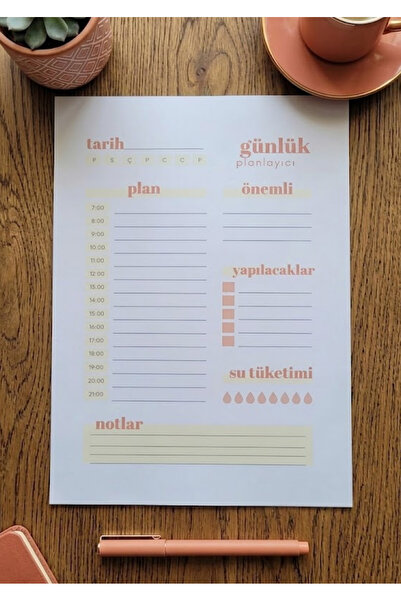 A4 Minimalist Saatlik Günlük Planlayıcı Şablonu 50 Yaprak