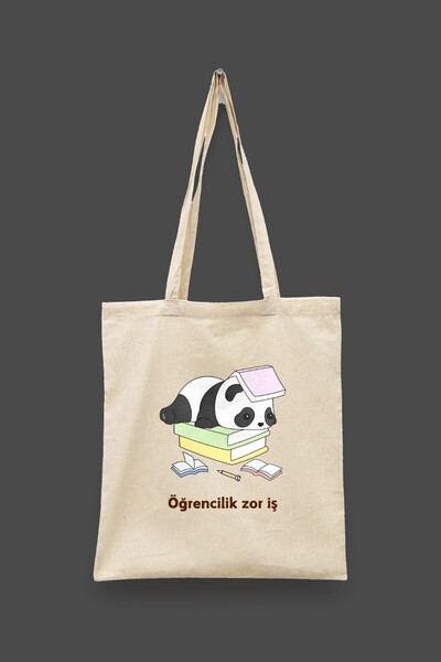 Bi Dünya Haber Panda Series - Student Life Difficult Work Islamic Series Tote...