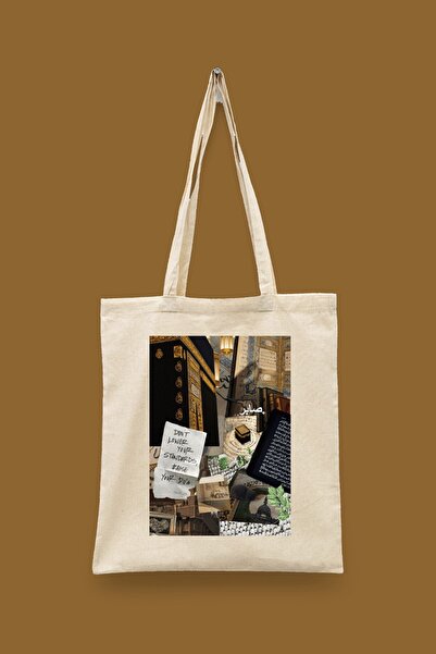 Bi Dünya Haber Collage Series 58 - Patience and Prayer Islamic Series Tote Ba...