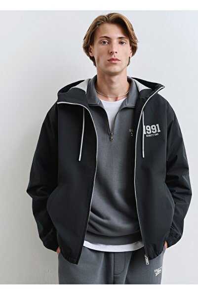 Mavi Mvjns Back-Printed Embroidered Hooded Combed Cotton Lined Loose-Fit Coll...