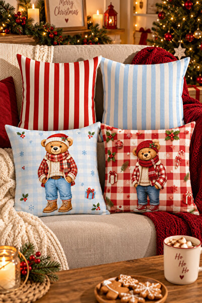 Evdek Christmas Double-Sided Printed 4-Piece Throw Pillow Cover 6Echd2