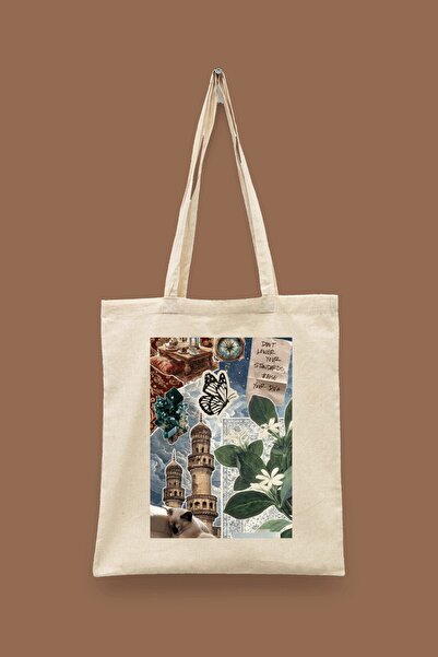 Bi Dünya Haber Collage Series 40 - Duaya Sarıl Islamic Series Tote Bag Printe...