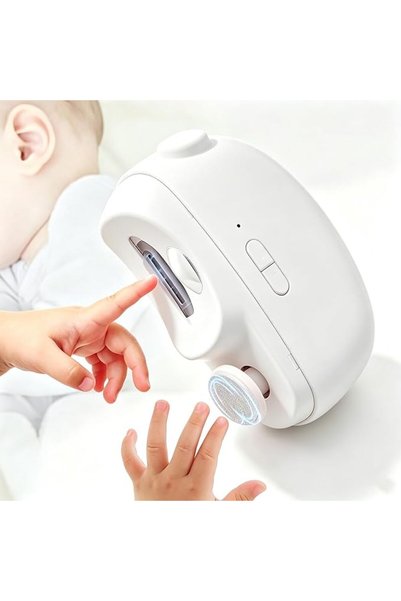 HQstrap Electric Nail Trimmer Grinder with Light for Infants & Adults，White