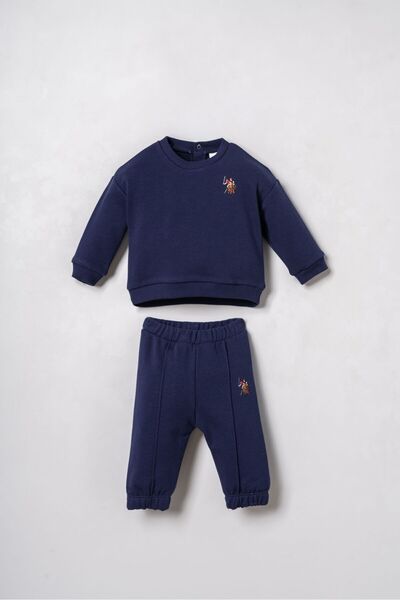 U.S. Polo Assn. Baby Boy Embroidered Brown Long Sleeve Pajama Set Usb3170-C-V5