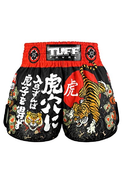 TUFF PAYAK Muay Thai Shorts Boxing Trunks Retro Style (TPY-RMS003-BLK)