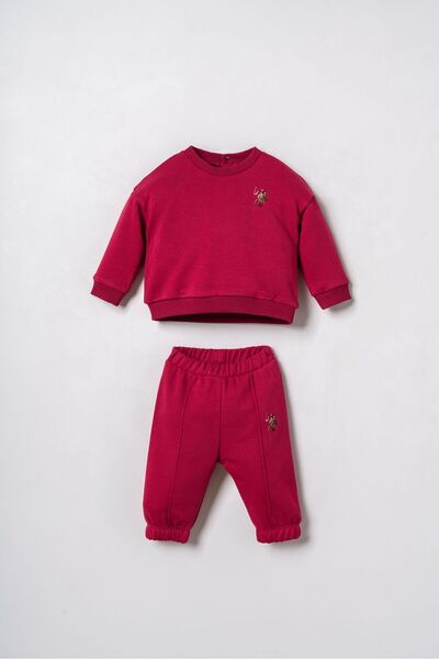 U.S. Polo Assn. Baby Boy Embroidered Burgundy Long Sleeve Pajama Set Usb3170-...