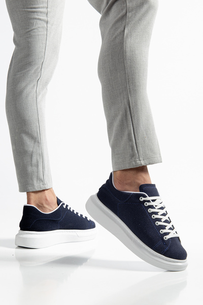Erceka Suede Stitched Men's Sports Shoes Sneaker Suitable for Daily Use Navy Blue&Black&Beige