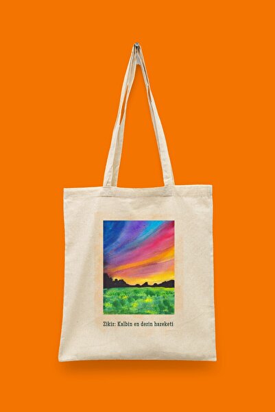 Bi Dünya Haber Zikir Kalbir En Derin Hareketi Islamic Series Tote Bag Printed...