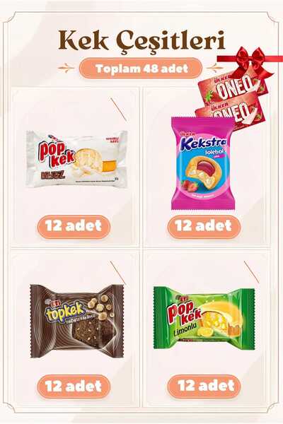 Eti Popkek Yeni Beyaz + Popkek Limonlu + Topkek Kakaolu + Kekstra Çilekli Jöl...
