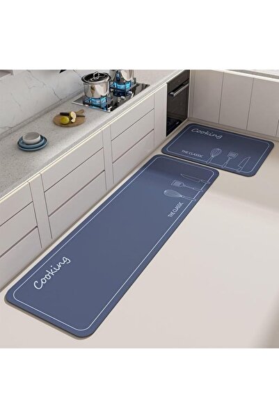 REOCLE 2-Piece Diatomaceous Mud Kitchen Mat Set, Non-Slip Waterproof Floor Ma...