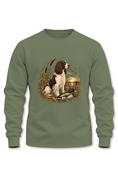 WİDİ Nature and Spaniel Printed Long Sleeve 3 Thread Yarn Embroidered Hunter ...