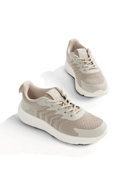 Tonny Black Kadın Bej Triko Bağcıklı Sneaker