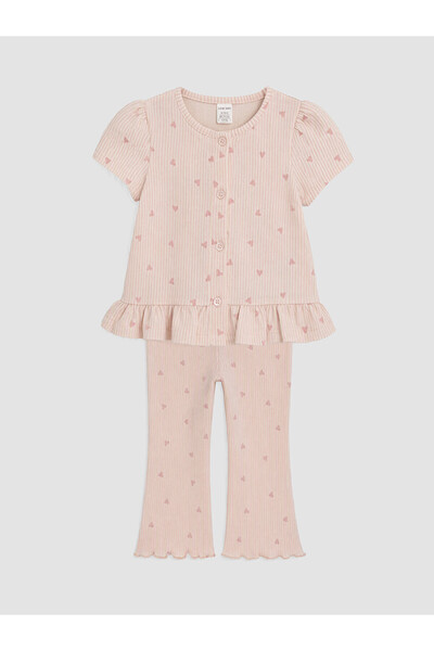 LC Waikiki Two Mt Shop Quality Lcw Baby Pink Heart Patterned Baby Girl Set