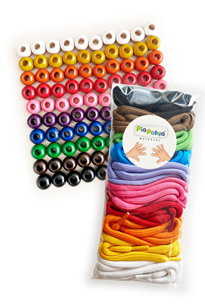 piapolya Large Size Bead Stringing |   10 Colors |   Laces |   16mm Wooden Be...