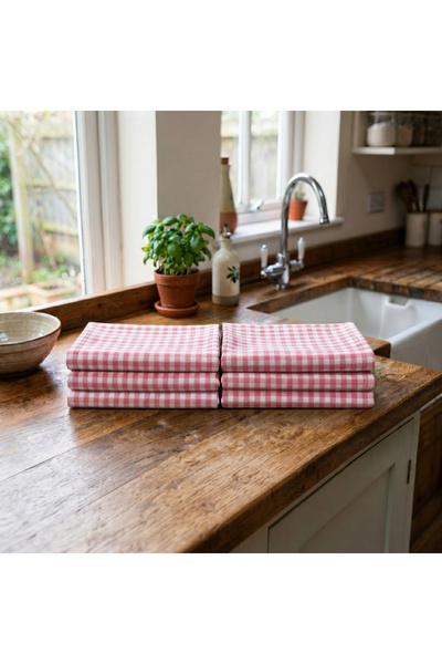 INTER Z 6-Piece Gingham Kitchen Napkin and Drying Cloth Set American Service ...