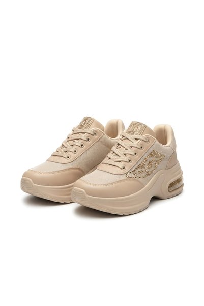 Zerenyus Pantofi sport de damă Buli Exclusice, bej, cu talpă groasă și șireturi