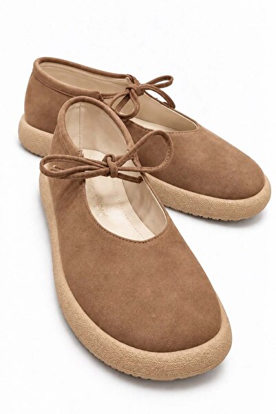 CCWAY AYAKKABI Γυναικείο Μονόδετο Απλό Loafer TABA NUBUK