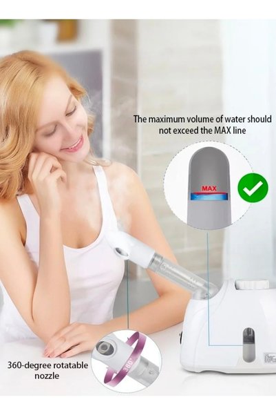 K-SKİNBEAUTY جهاز بخار الوجه الأيوني المحترف من K-SKIN - ذراع رش متحرك 360 درجة لترطيب وتنظيف عميق للبشرة (لون أبيض)
