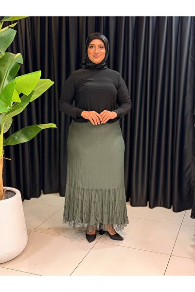 Butik büyük beden Six-Layered Lace Skirt