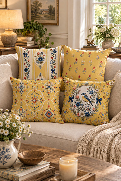Evdek Double-Sided Printed 4-Piece Throw Pillow Cover Set 6Esld1