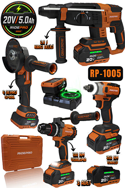 RİDEPRO RP-1005 TURBO PROFESYONEL ŞARJLI 4’LÜ SET
