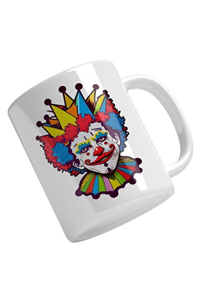 INOVATIX Cana alba personalizata,Clovn Multicolor,Clown,Circ,Copii,Fericirea ...
