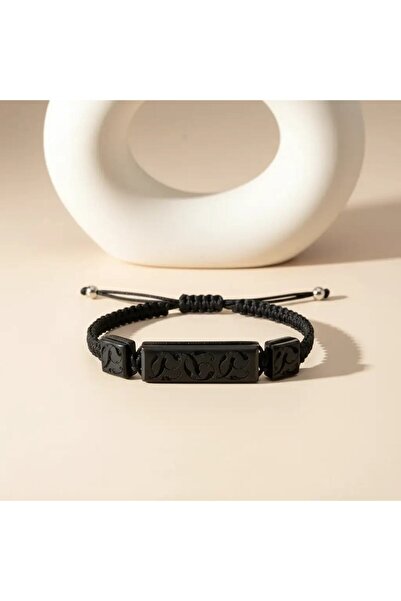 BlackCraft Carved Oltu Stone Bracelet