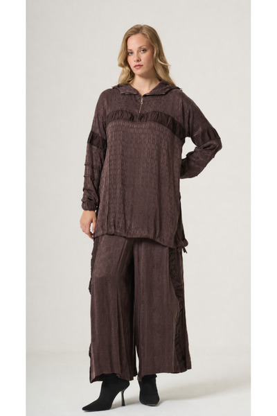MissWhence Draped Technical-Fabric Cupro Silk Tunic & Trouser Set