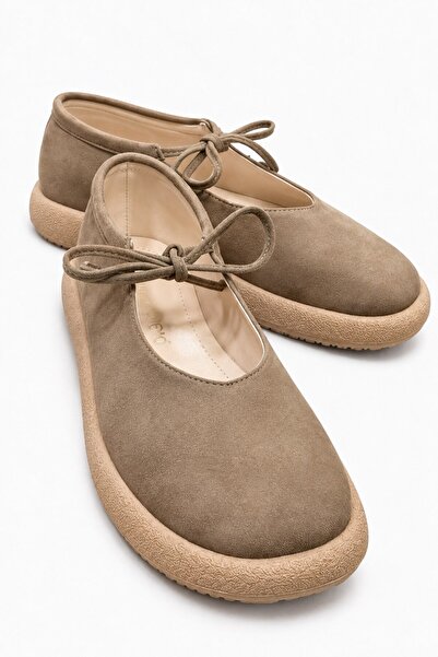 CCWAY AYAKKABI Γυναικείο Μονόδετο Απλό Loafer VİZON NUBUK