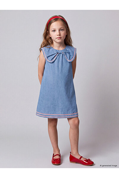 LC Waikiki Lcw Kids Indigo Denim Straight Girls Dress with Nevavm Difference