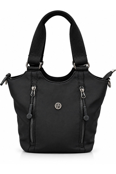 Kavi Women's Black Parachute Fabric Shoulder and Crossbody Bag Multi-Compartm...