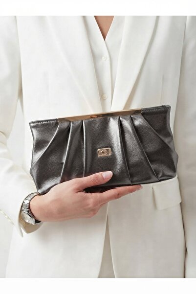 H&D COLLECTİON Women's Shiny Portfolio Clutch Bag