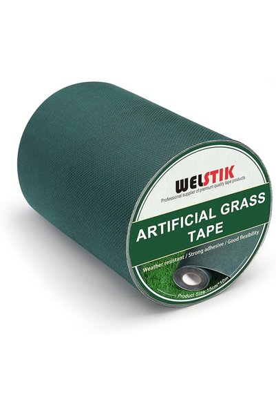 WELSTIK شريط عشب صناعي لتثبيت وربط سجاد العشب الأخضر (أخضر، 15 سم × 10 متر)