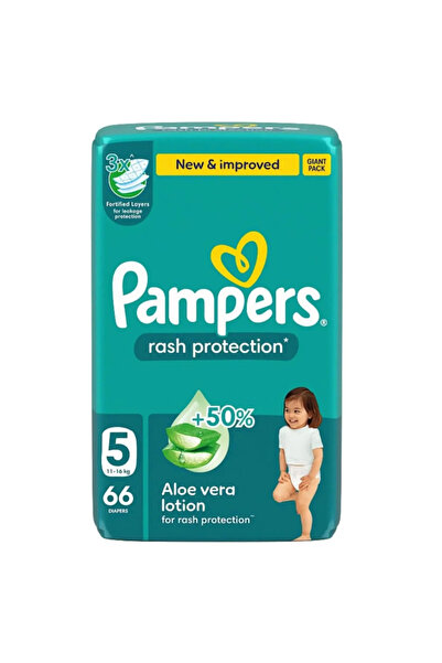 Pampers حفاضات ألو فيرا مقاس 5 - عبوة ميجا تحتوي على 66 قطعة