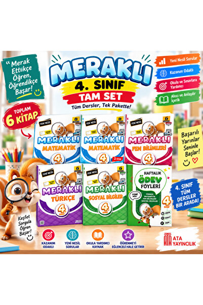 meraklı zihinler 4. Sınıf Meraklı Tüm Dersler Eğitim Seti – 6'lı Set | Matema...