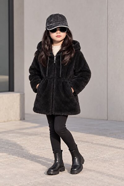 Minigimin Cicileri My Little's Little One's Plush Lined Girls' Hooded Cardiga...