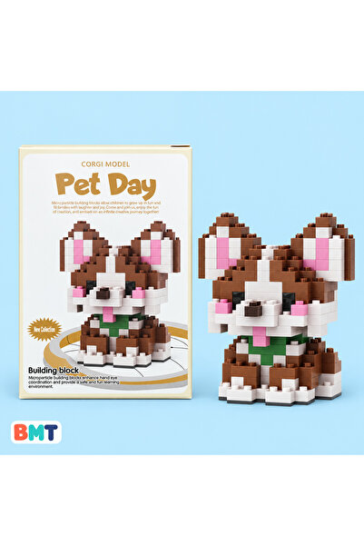 BMT TOYS Corgi Köpek Model Karakter Figürü Brıcks 3D Mini Blok Yapı Oyuncağı ...
