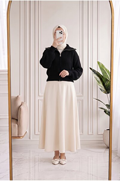 Holehola Cardigan tricotat cu fermoar Mahnur - KR6005 Negru
