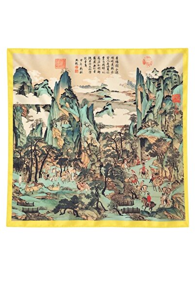 Retrobird Satensi Square Shawl Women's Green - Yellow