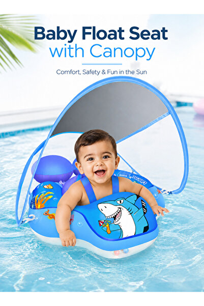 Yoawllty Baby Inflatable Swim Ring, 5-Point Buckle Anti-Flip Float with UPF50...