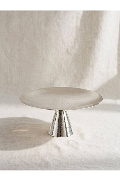 Generic Brand Simple Silver Dessert Plate with a Large Base