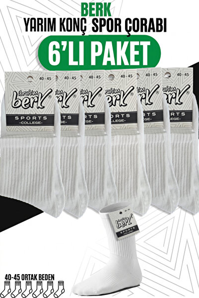 Berk Yaldız Çorap Erkek Spor Çorabı 6'lı Paket Yarım Konç Fitilli Pamuklu Bey...