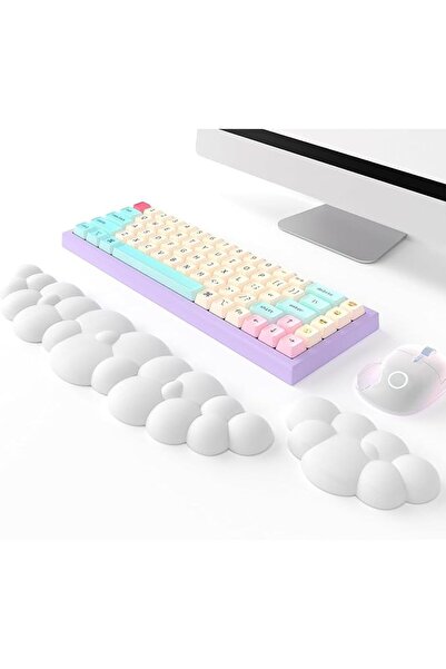 Nnewvante Keyboard Cloud Wrist Rest 2 Piece Set, High Density Memory Foam Key...