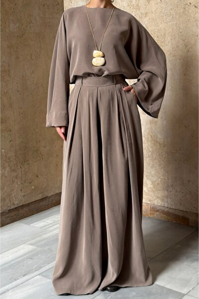 fayaboutique.com Koyu Vizon Calia Modal Pantolon Takım