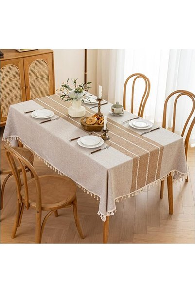 GENERAL Tablecloths for Rectangular Tables, Vintage Tassel Dining Table Cover...