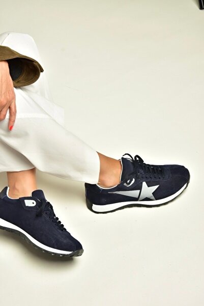 Fox Shoes Z312516661 Navy Blue Genuine Leather Suede Women's Sports Shoes Sne...