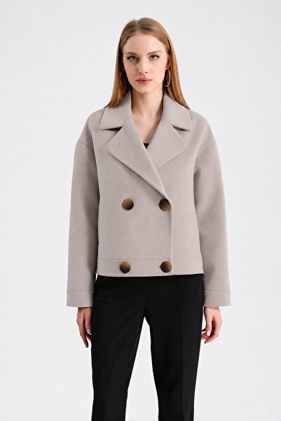 Leather Club Stone Color Cashmere Jacket