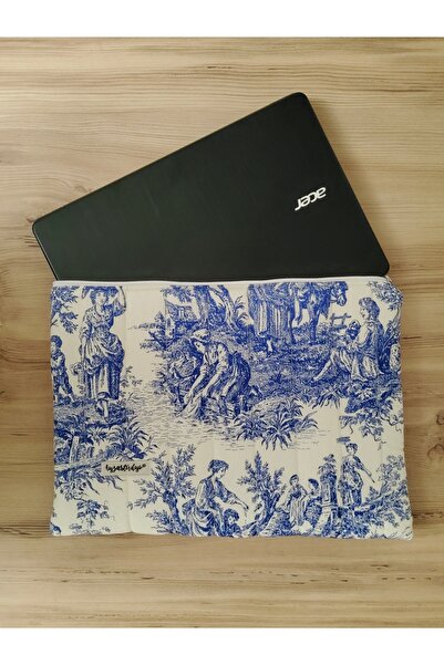 Ayza Stüdyo 15-16 Inch Compatible Quilted Fluffy Laptop Sleeve - Old Time Blu...